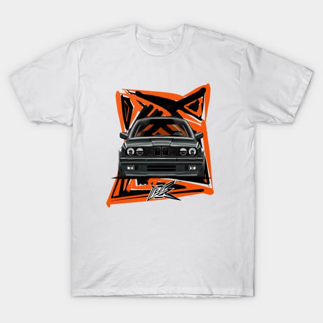 BMW E30 M3 BLACK T-Shirt by naquash